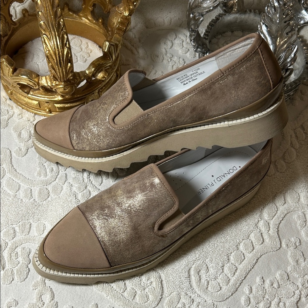 Donald J. Pliner Shimmering Brown Slip-On Shoes